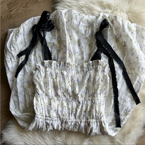 Brock Collection x H&M Lyocell Blend Dress Bow Tie Floral Small - Picture 9 of 11